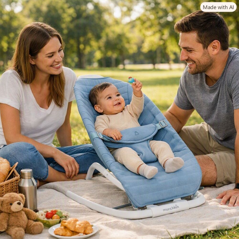 Munchkin Premium Bouncer/Rocker Replacement Seat Cover – Slate Blue – BNWT